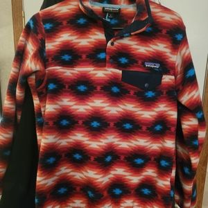 Patagonia Synchilla Snap T Red Wild Desert Aztec Pattern Fleece Pull Over